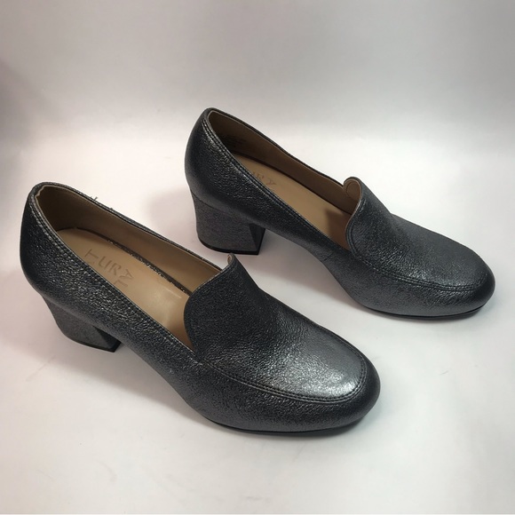 Naturalizer Dany Pewter Metallic Leather Round Toe Pumps Size 5 1/2M NIB - Picture 3 of 15